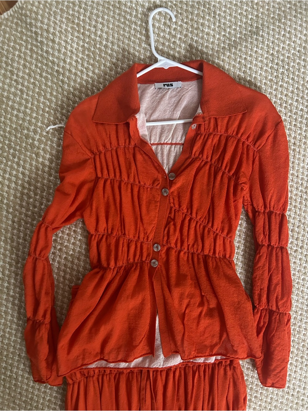 RUS Red Ruched Two-Piece Dress Set - Picture 2 of 5
